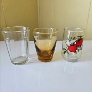 3 vintage juice glasses